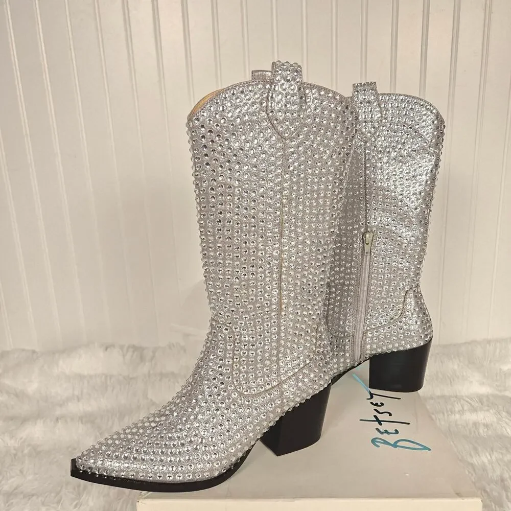 Women's Betsey Johnson Randy Western Cowboy Boots W8.5 - Picture 3 of 13